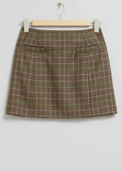 Discount & Other Stories A-Line Mini Skirt Beige Checks