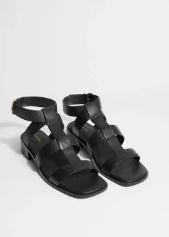 Best & Other Stories Ankle-Strap Leather Sandals Black