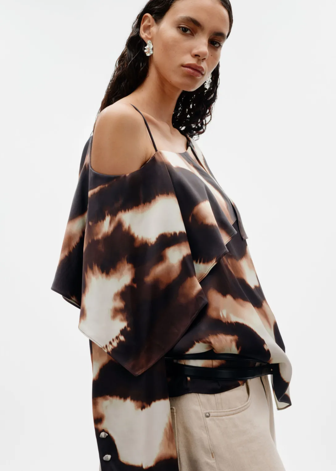 Best Sale & Other Stories Asymmetric Satin Blouse Brown