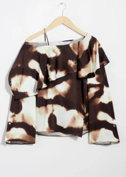 Best Sale & Other Stories Asymmetric Satin Blouse Brown