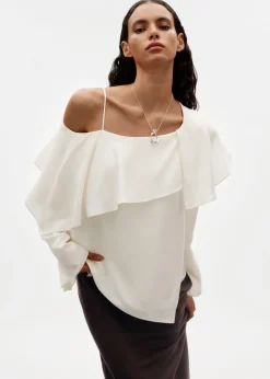 Fashion & Other Stories Asymmetric Silk Top White