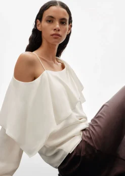 Fashion & Other Stories Asymmetric Silk Top White