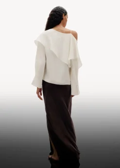 Fashion & Other Stories Asymmetric Silk Top White