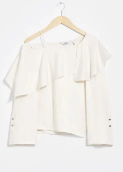 Fashion & Other Stories Asymmetric Silk Top White