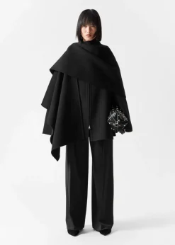 Best & Other Stories Asymmetric Wool-Blend Cape Black