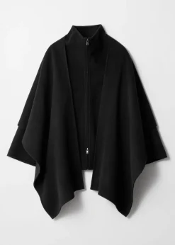 Best & Other Stories Asymmetric Wool-Blend Cape Black