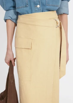 Shop & Other Stories Asymmetric Wrap Midi Skirt Beige
