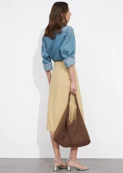 Shop & Other Stories Asymmetric Wrap Midi Skirt Beige
