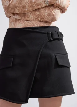 Online & Other Stories Asymmetric Wrap Mini Skirt Black