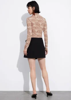 Online & Other Stories Asymmetric Wrap Mini Skirt Black