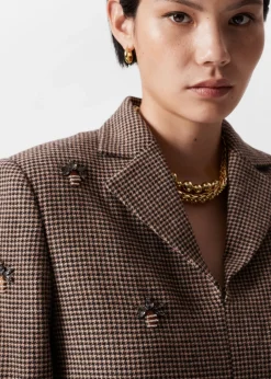 Sale & Other Stories Bee-Embroidered Blazer Mini Dress Brown Tweed