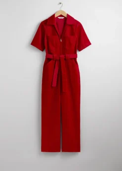 Hot & Other Stories Belted Corduroy Jumpsuit