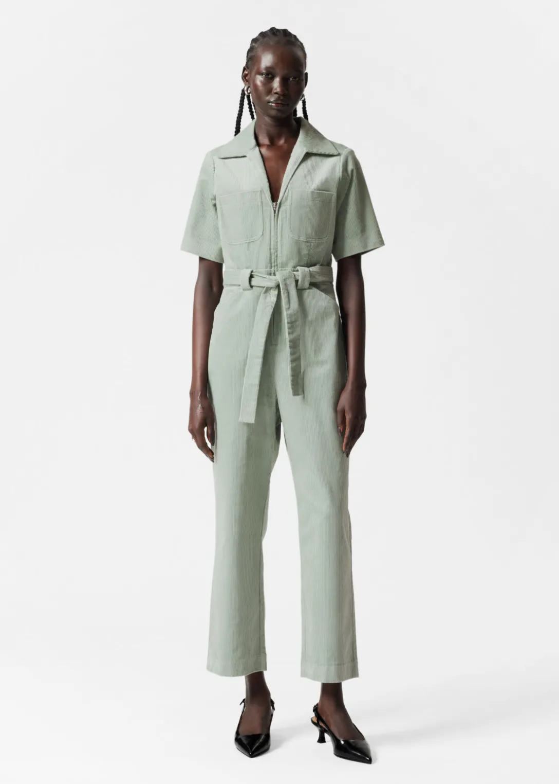 Hot & Other Stories Belted Corduroy Jumpsuit