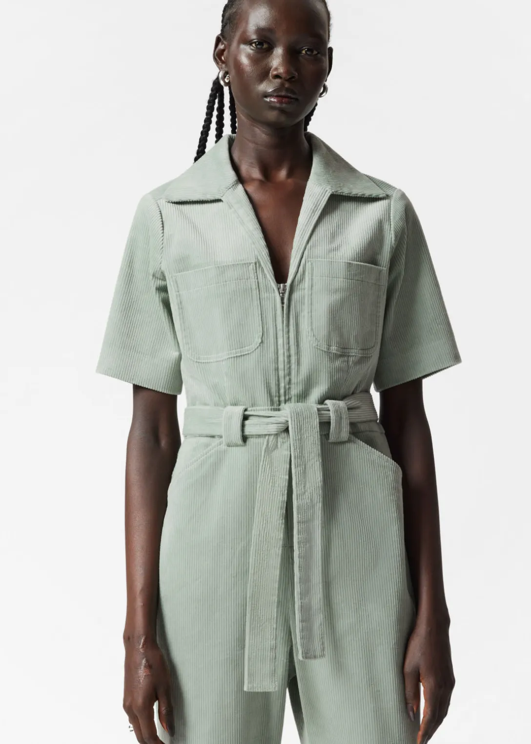 Hot & Other Stories Belted Corduroy Jumpsuit