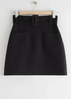 Online & Other Stories Belted Mini Skirt Black