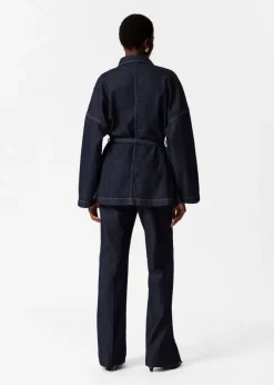Outlet & Other Stories Belted Oversized Denim Jacket Blue