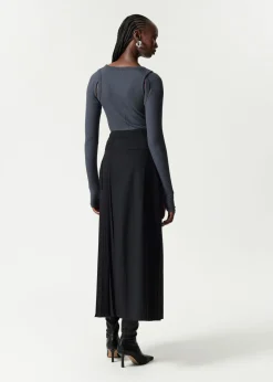 Clearance & Other Stories Belted Pleated Maxi Skirt Black