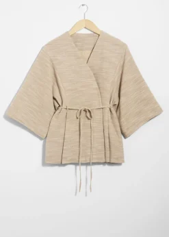 Outlet & Other Stories Belted Silk-Blend Jacket Beige