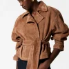 Flash Sale & Other Stories Belted Suede Jacket Brown