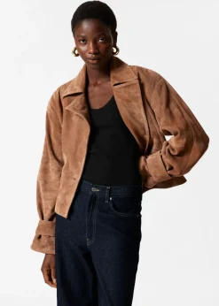 Flash Sale & Other Stories Belted Suede Jacket Brown