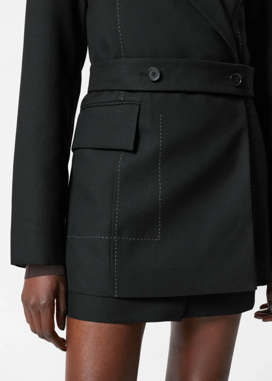 Outlet & Other Stories Belted Wool-Blend Blazer Black