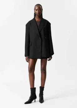 Outlet & Other Stories Belted Wool-Blend Blazer Black