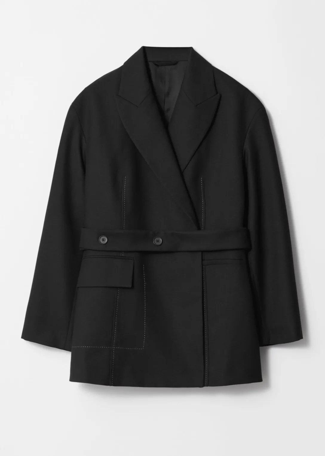 Outlet & Other Stories Belted Wool-Blend Blazer Black