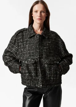 Best & Other Stories Boxy Tweed Jacket Black Tweed