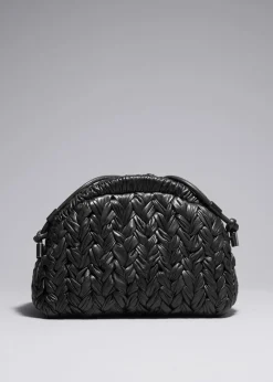 Shop & Other Stories Braided Leather Clutch Bag Black