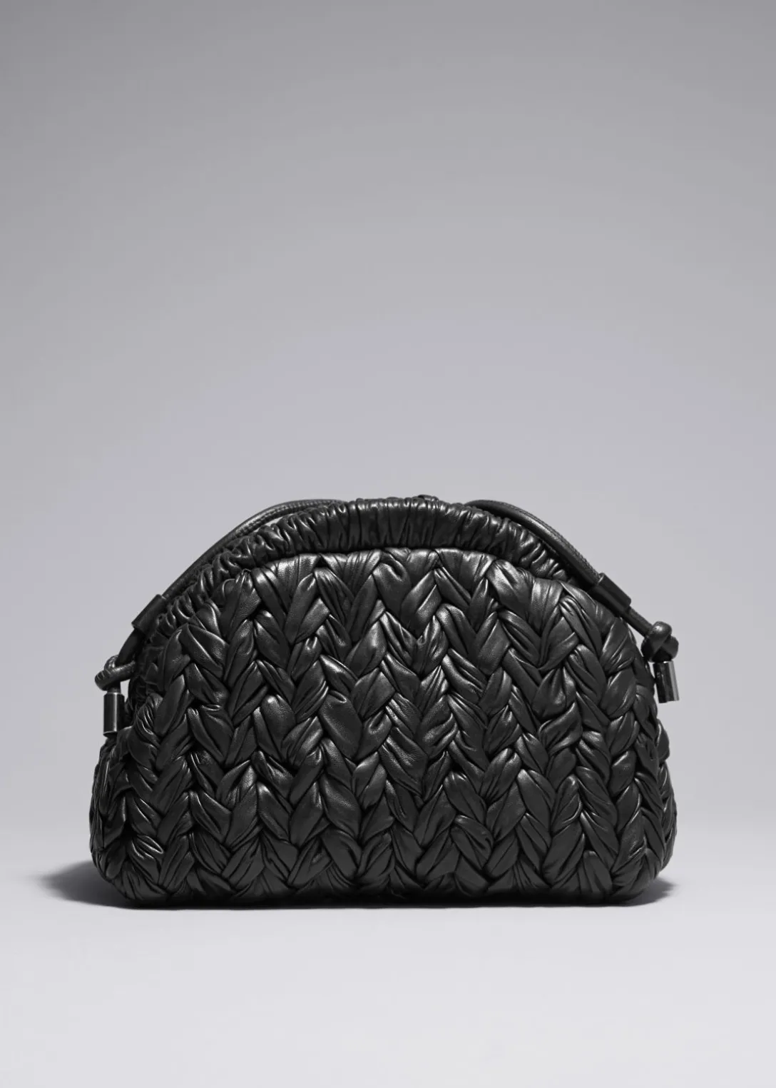 Shop & Other Stories Braided Leather Clutch Bag Black