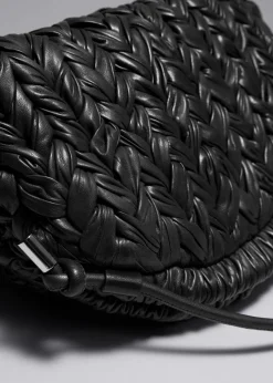 Shop & Other Stories Braided Leather Clutch Bag Black