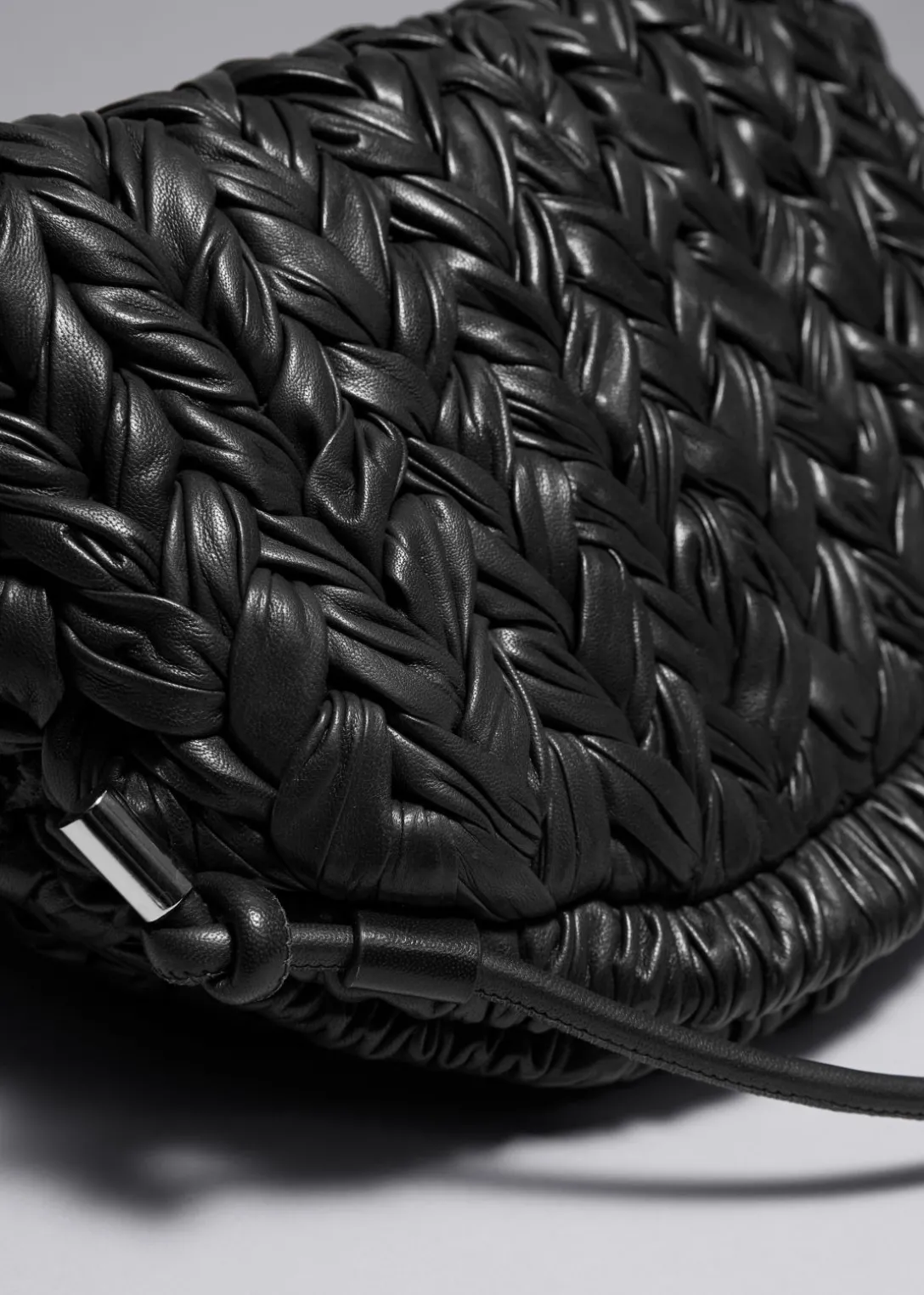 Shop & Other Stories Braided Leather Clutch Bag Black