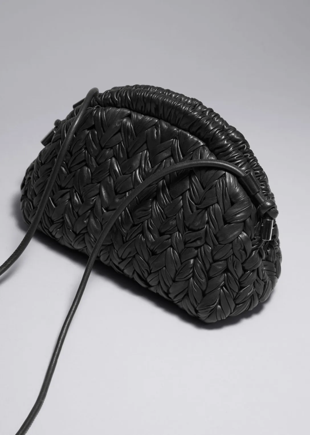 Shop & Other Stories Braided Leather Clutch Bag Black