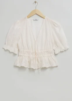 Online & Other Stories Broderie Anglaise Puff Sleeve Blouse