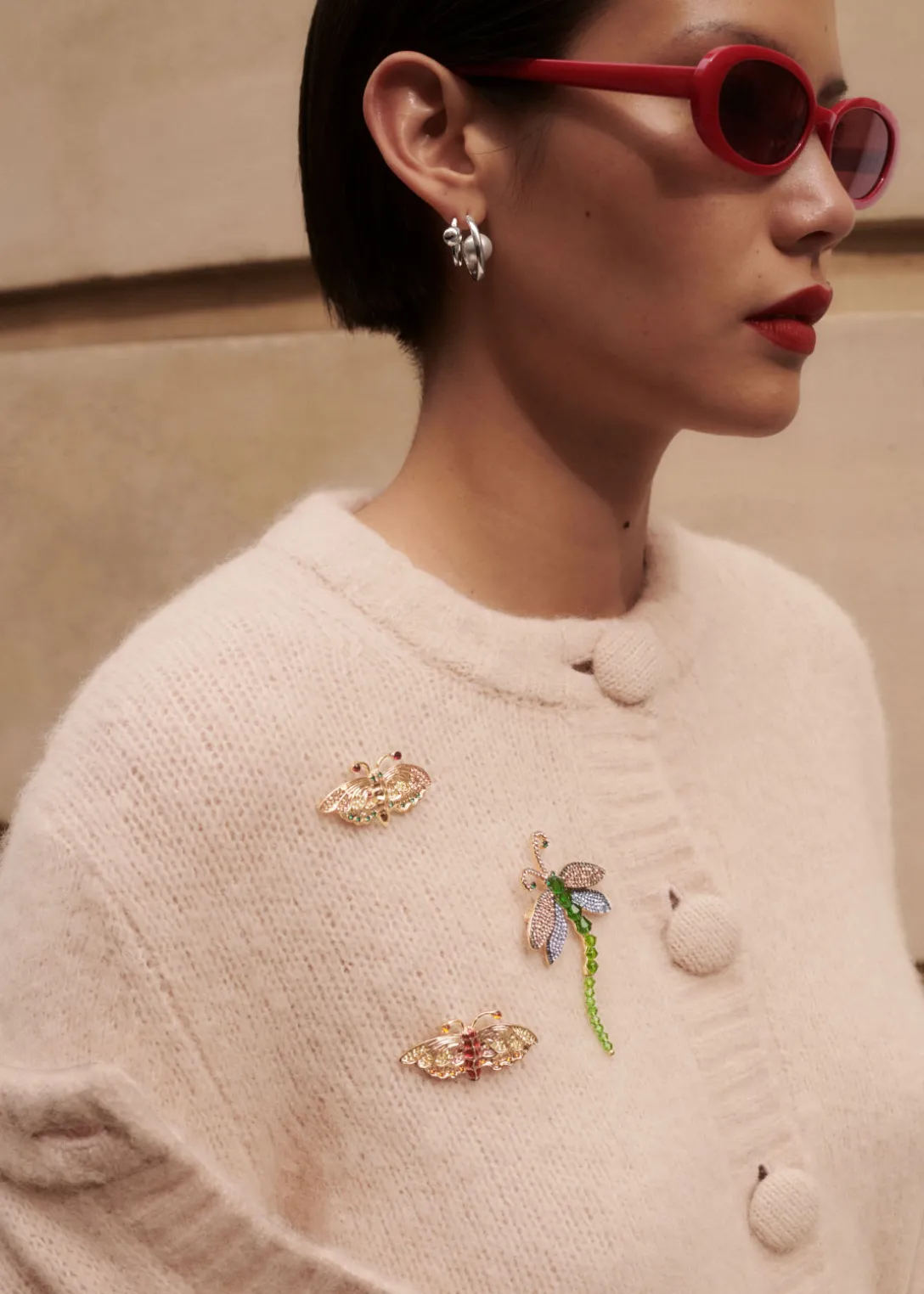 Flash Sale & Other Stories Brooch-Detailed Cardigan Beige