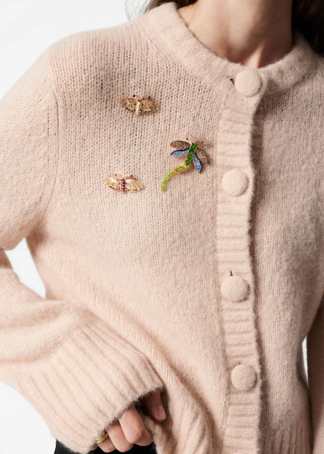 Flash Sale & Other Stories Brooch-Detailed Cardigan Beige