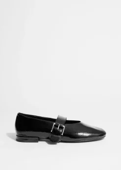 Store & Other Stories Buckled Leather Ballerinas