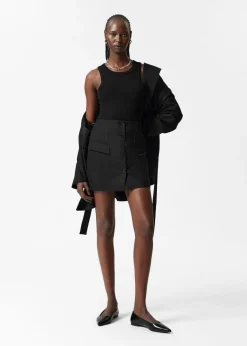 Online & Other Stories Buttoned Wool-Blend Mini Skirt Black
