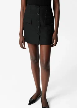 Online & Other Stories Buttoned Wool-Blend Mini Skirt Black