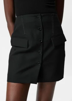 Online & Other Stories Buttoned Wool-Blend Mini Skirt Black