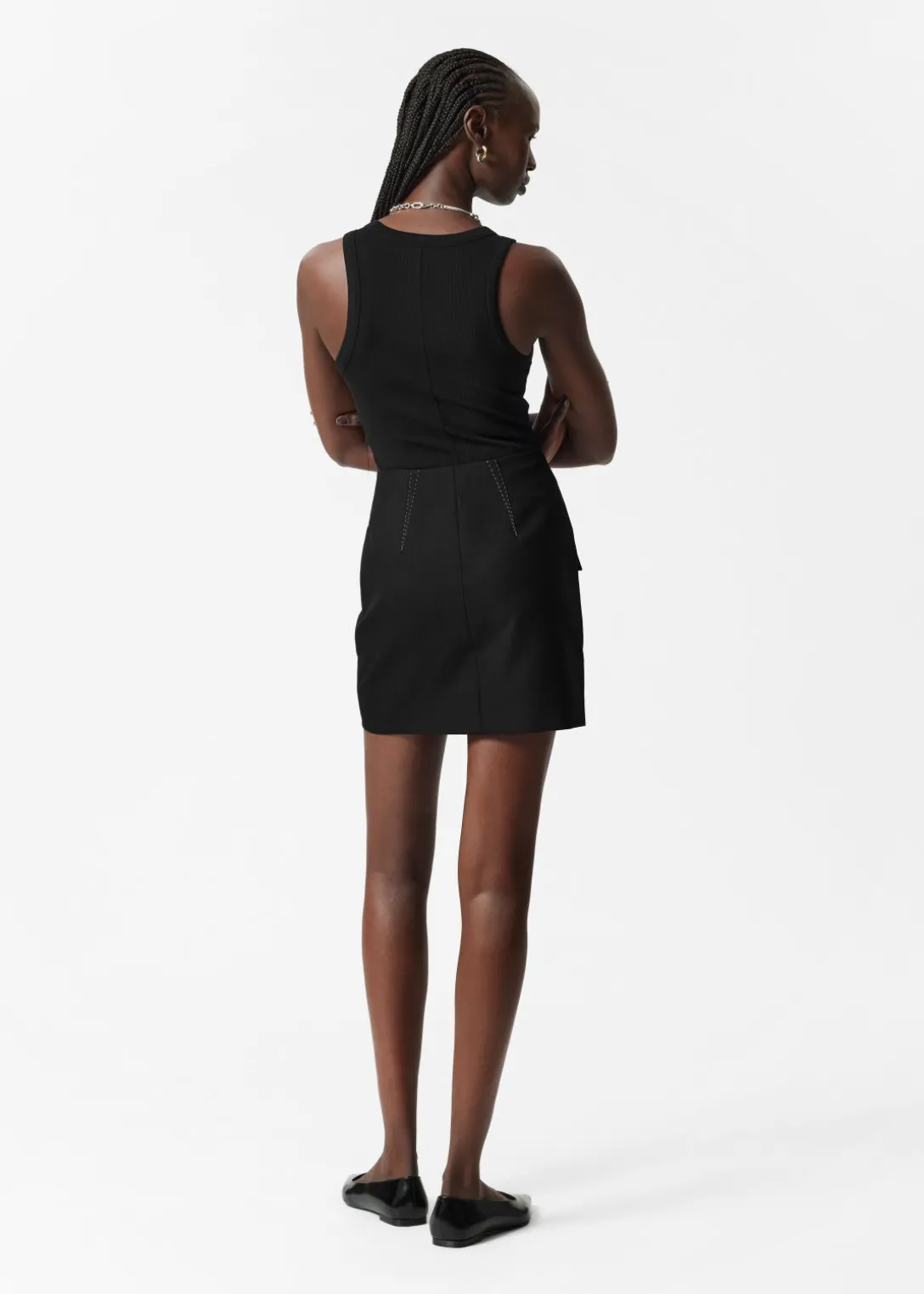 Online & Other Stories Buttoned Wool-Blend Mini Skirt Black