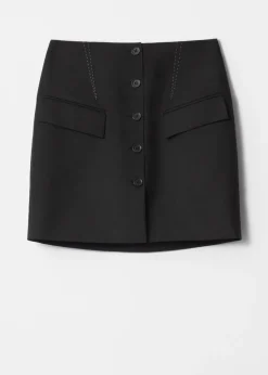 Online & Other Stories Buttoned Wool-Blend Mini Skirt Black