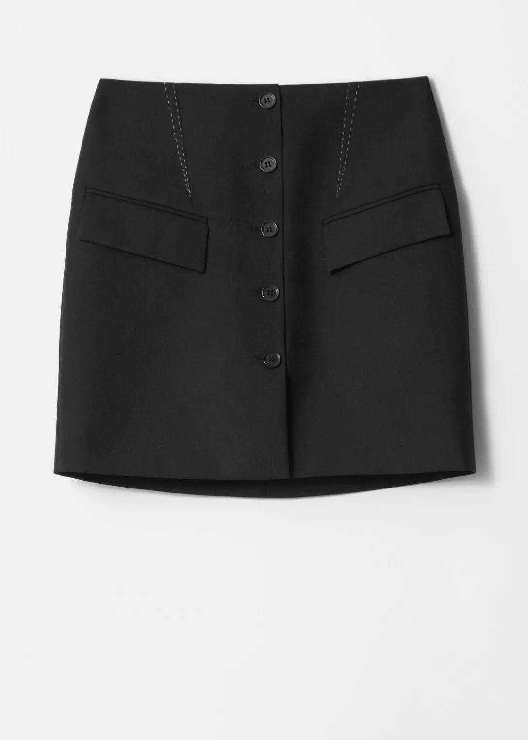 Online & Other Stories Buttoned Wool-Blend Mini Skirt Black
