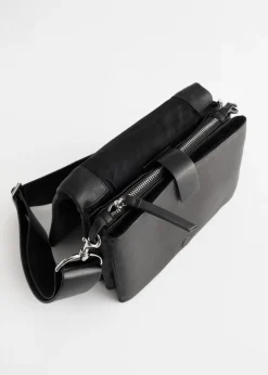 Store & Other Stories Chrome Free Leather Crossbody Bag Black