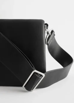Store & Other Stories Chrome Free Leather Crossbody Bag Black
