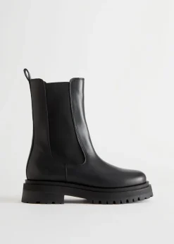 Sale & Other Stories Chunky Chelsea Leather Boots Black