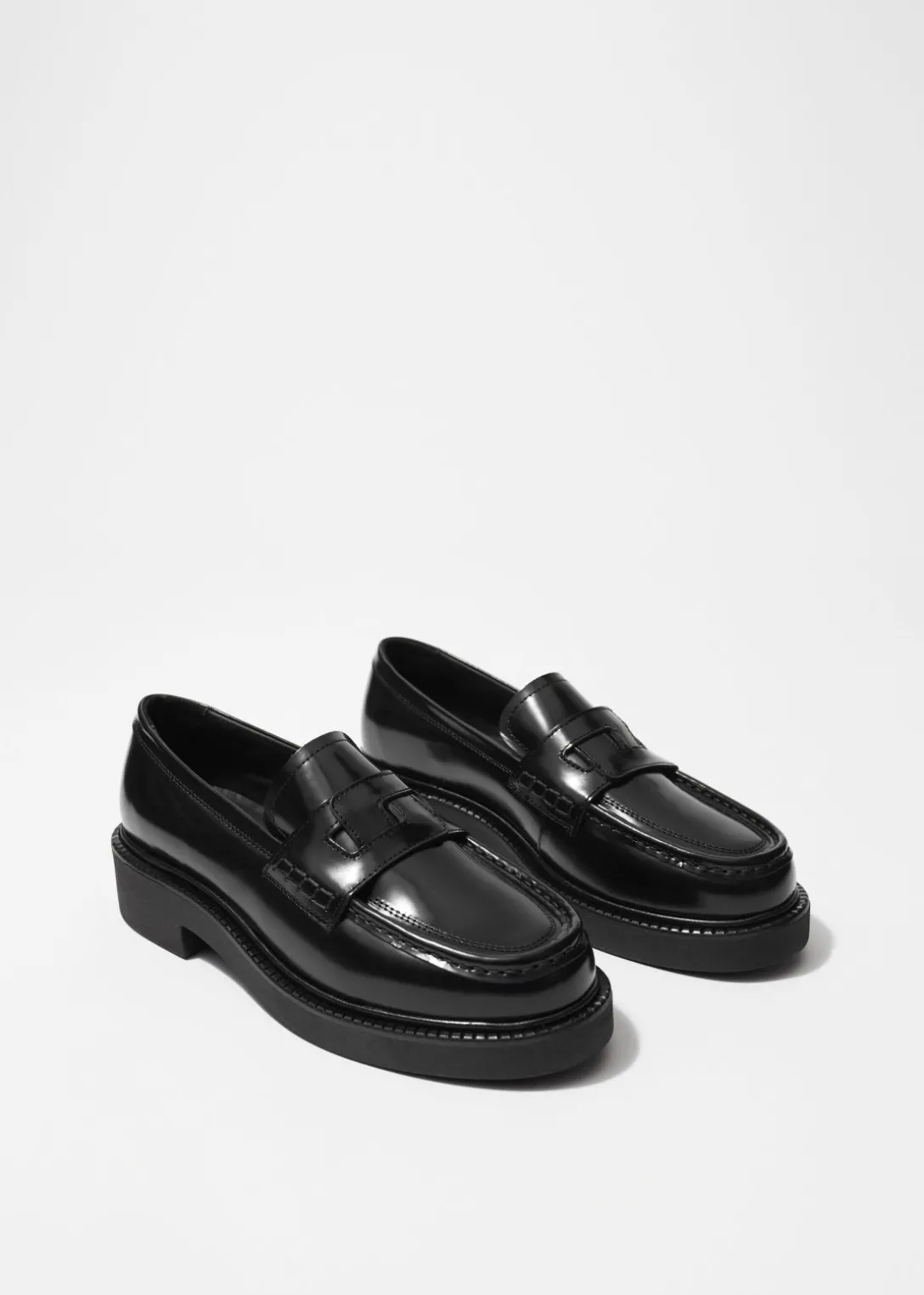 Online & Other Stories Chunky Leather Loafers Black