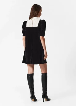 Discount & Other Stories Collared Velvet Mini Dress Black