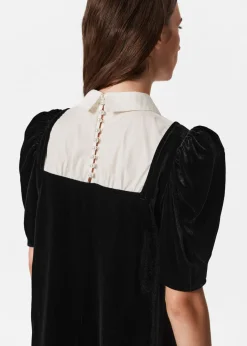 Discount & Other Stories Collared Velvet Mini Dress Black