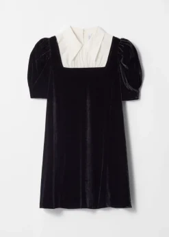 Discount & Other Stories Collared Velvet Mini Dress Black